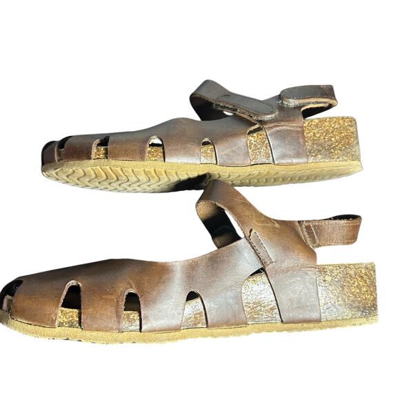 BioNatura Brown Leather Fisherman Sandals EU 38 US 7.5 Made in Italy Comfort - Picture 9 of 9